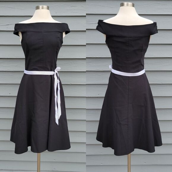 Vintage 90s Does 50s Ruby Rox Vintage Pin Up Girl PUG Black Crinoline Dress Sm - Picture 1 of 6